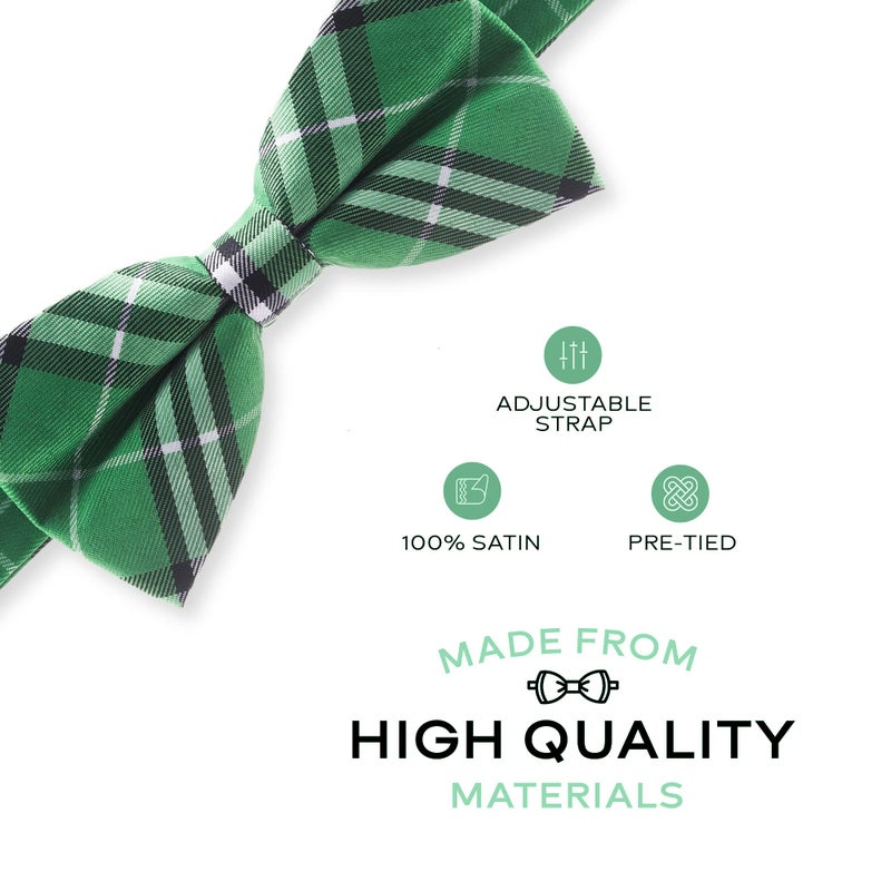 Man of Men Bow Ties for Men - Green Plaid Bow Tie - Image 5